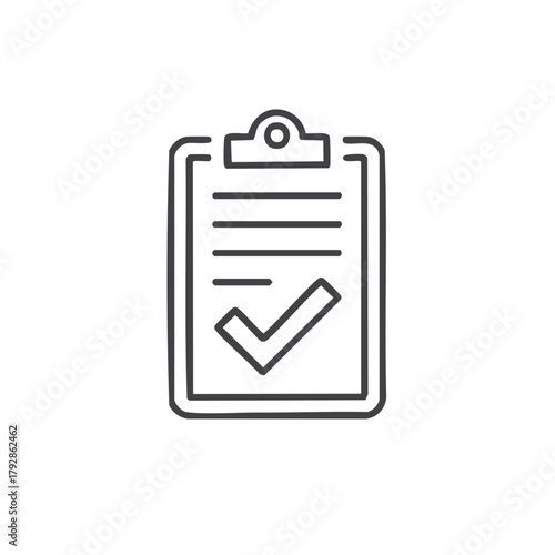 Clipboard with checkmark symbol, vector icon, checklist, document symbol