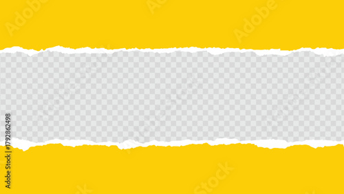 yellow paper with torn edge and transparent background in the middle vector stock
