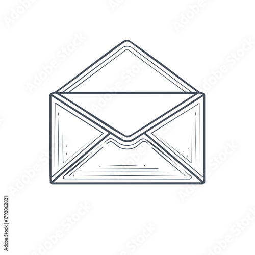 Open envelope sketch with simple lines and shading conveying a message or communication