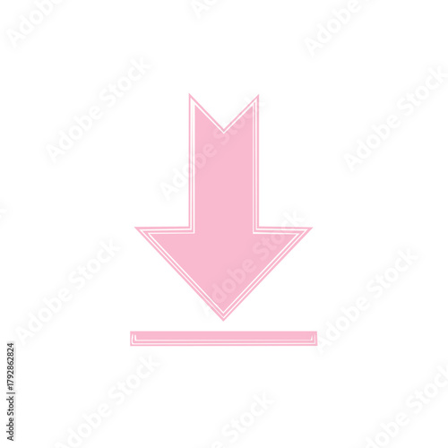 Clean pink download symbol vector illustration for modern digital interface design