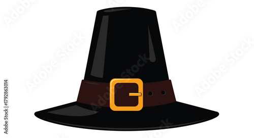 A pilgrim hat with a buckle is a traditional symbol of Thanksgiving celebrations and historical events.