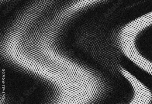 Close up abstract grayscale pattern featuring smooth flowing waves and dotted texture, creating a modern, versatile background suitable for presentations, banners, design layouts