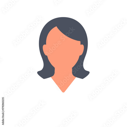 Modern flat design illustration of a generic woman head shoulders avatar user profile icon