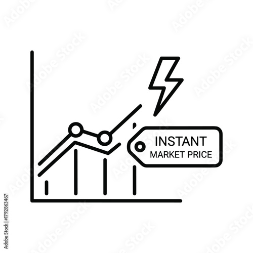 Instant market price graph with lightning bolt symbol