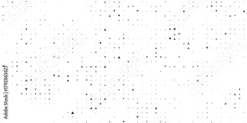 Square seamless background pattern from black triangle symbols are different sizes and opacity.