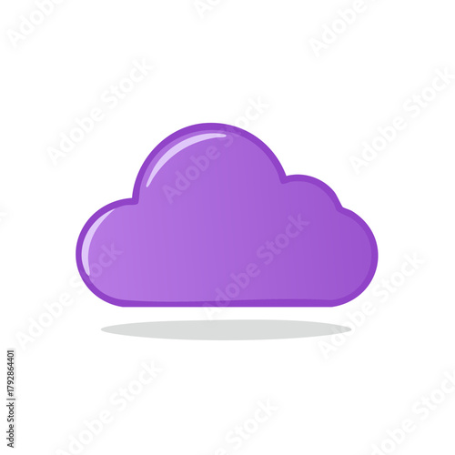 Glossy purple cloud icon with shadow for digital concepts