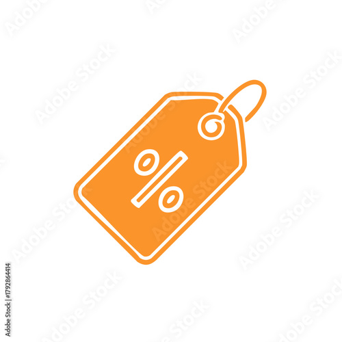 Vibrant orange price tag icon with a clear percentage symbol indicating sale or discount promotion