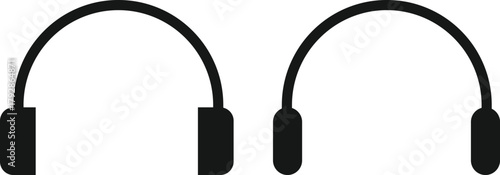 Headphone Icon Set. Headset and Digital Communication Icons collection. Audio Listening and Music Symbol. Listening Equipment and Volume Control