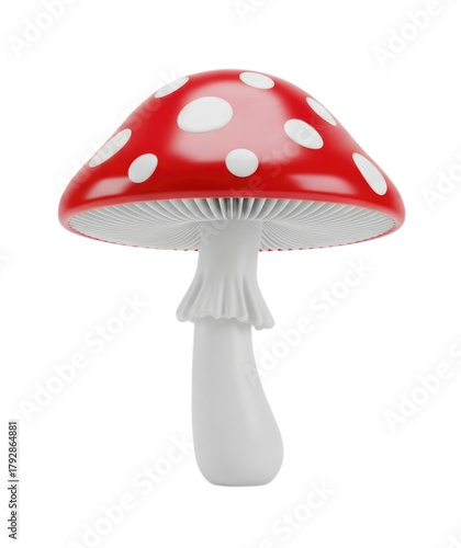Red and White Toadstool Mushroom 3D Icon Isolated Cutout Transparent PNG