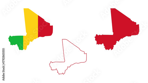 Set of mali  map isolated on white background, illustration design