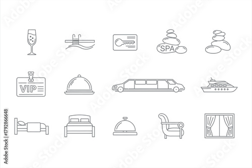 Luxury Hotel Services Line Icons