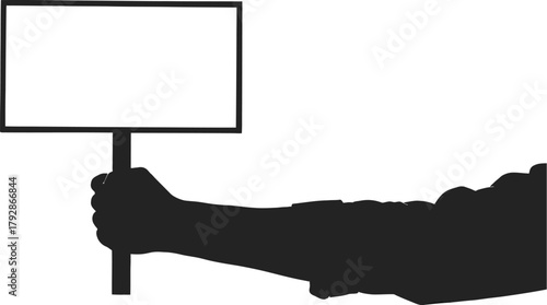 Hand holding placard protest signs and activism banners communication, freedom, and expression concept vector illustration