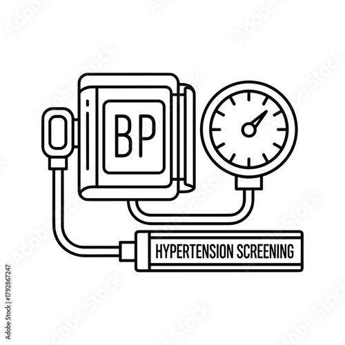 Hypertension screening device with bp monitor and gauge