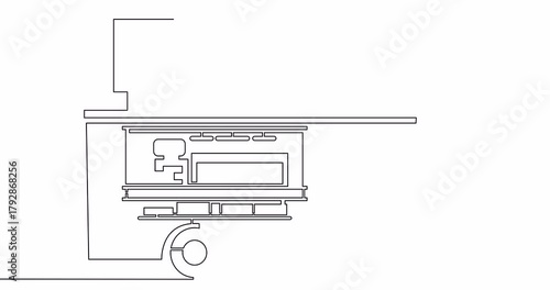 Self drawing line animation Food truck doodle continuous one single line drawn concept video