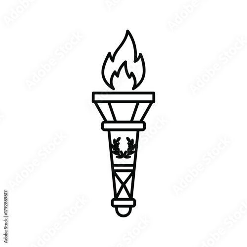 Torch with flame and laurel wreath