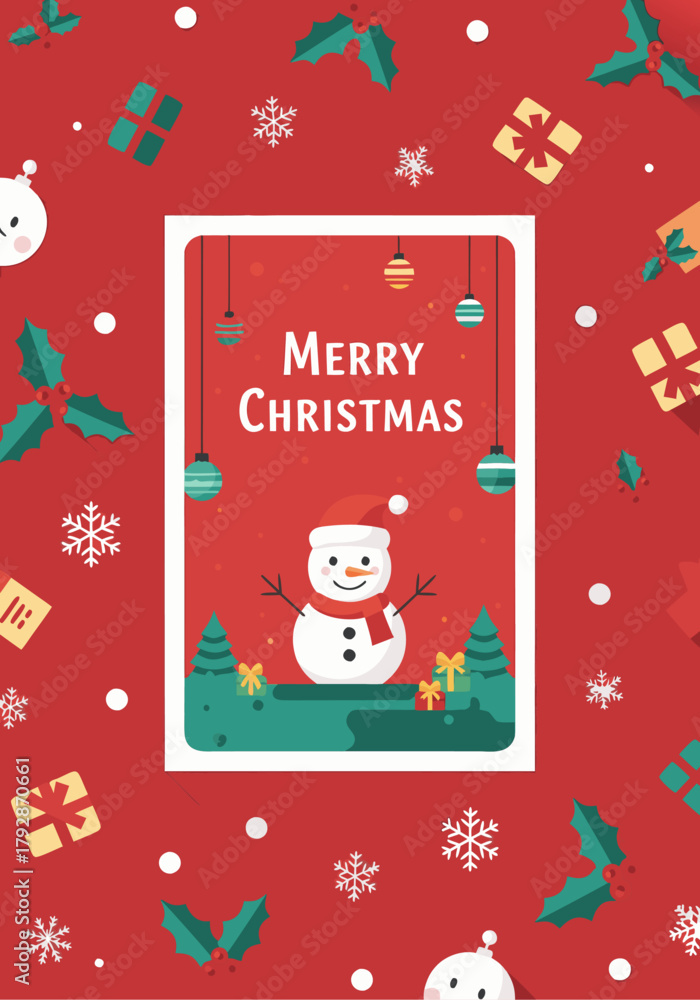 Fototapeta premium Christmas Snowman Card Pattern
