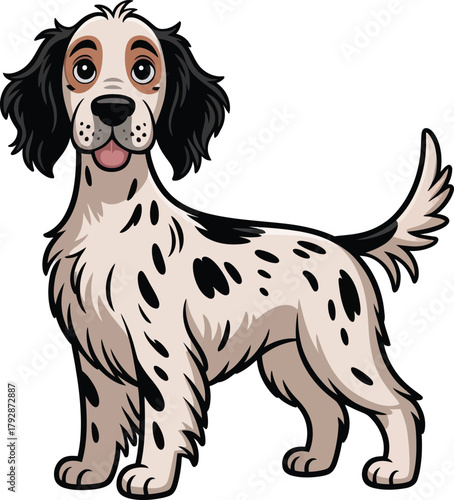Cute cartoon a illustrator vector English setter