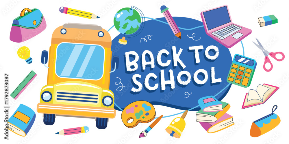 Naklejka premium Cute back to school doodle element vector illustration