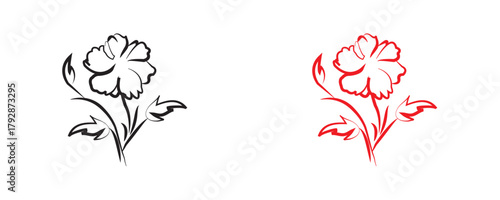 Minimal botanical leaf line art vector. Tattoo flower icon. simple botanical line drawings featuring delicate leaves and branches, ideal for logos, tattoos, invitations, and modern decor.eps10