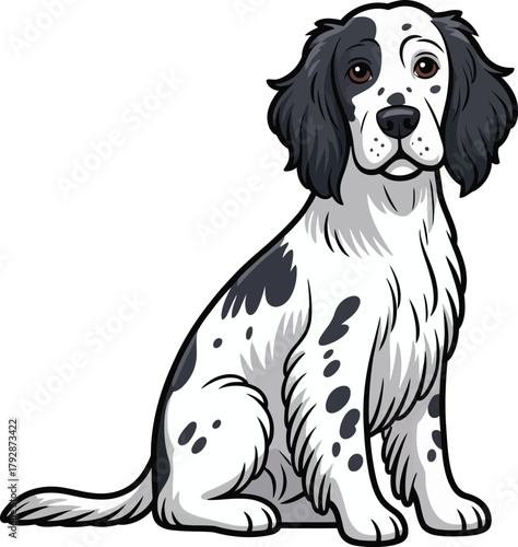 Cute cartoon a illustrator vector English setter