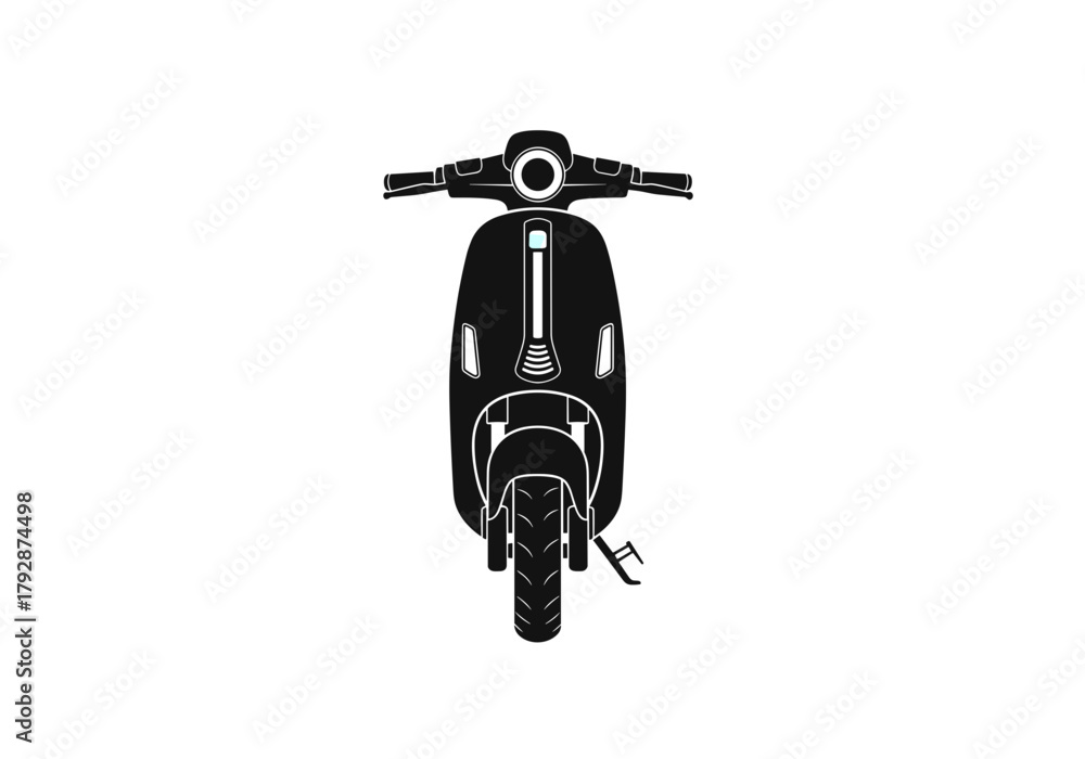 Fototapeta premium Black scooter viewed from the front with detailed design elements 