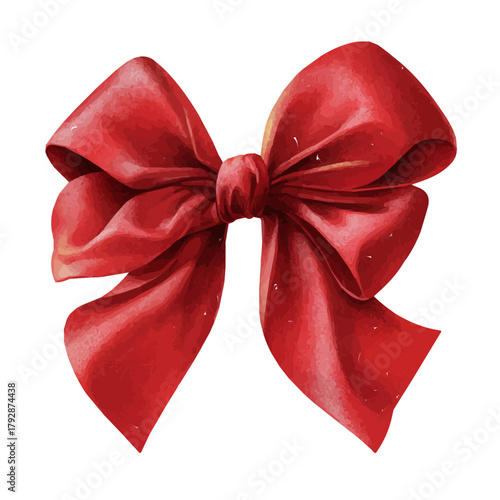 A hand drawn Simple flat 2D illustration of Vibrant red ribbon bow Collection isolated on a white background, vector icon set, simple design in a flat design, simple 2D illustration, EPS format