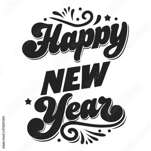 Happy New Year Typography Design | Elegant Festive Vector Art