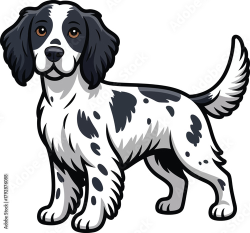 Cute cartoon a illustrator vector English setter