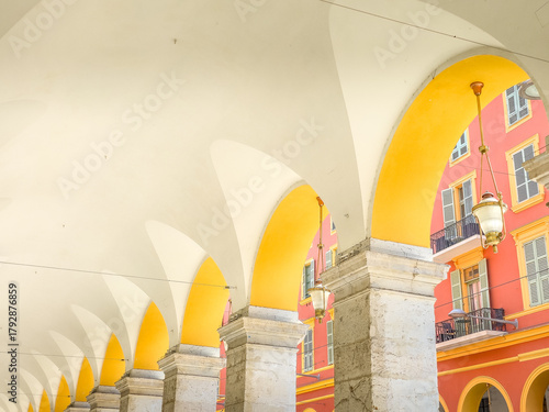 Architecture detail in the Place Massena, Nice, France