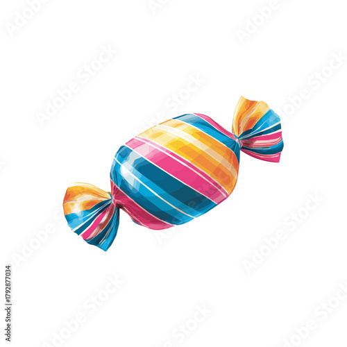 A hand drawn flat 2D illustration of Vibrant striped candy Collection isolated on a white background, vector icon set, simple design in a flat design, simple 2D illustration, EPS format