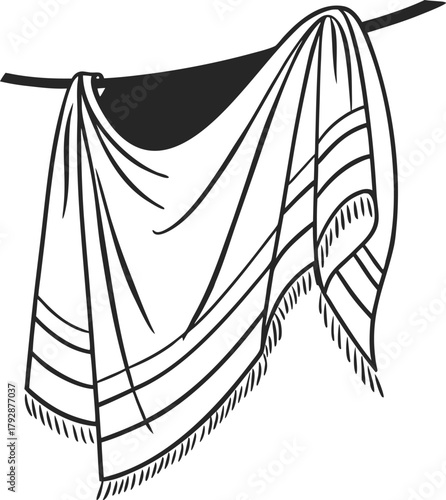 Minimal Woolen Shawl Line Illustration