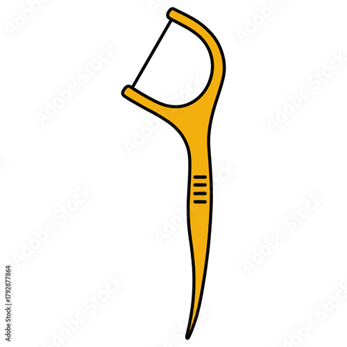 Clean vector illustration of a yellow dental floss pick with a simple design, used for oral hygiene, flossing, and daily teeth-cleaning routines