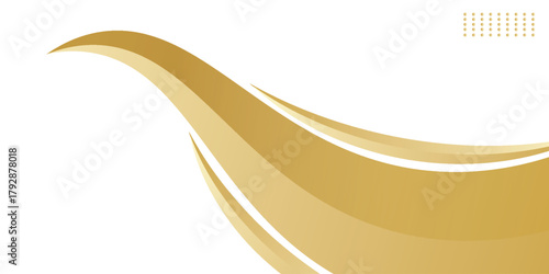 Gold gradient for banner, gold wavy shape, gold wave curve on white background, vector modern.