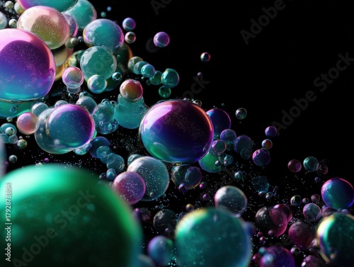 Glowing iridescent bubbles ...
