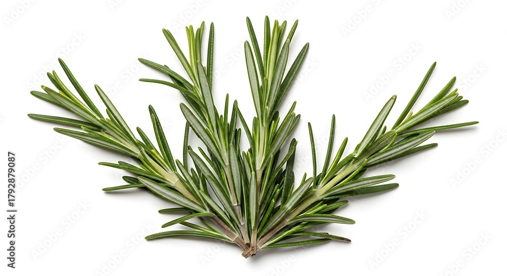 Fototapeta premium Fresh rosemary sprig isolated on white background for culinary and medicinal uses