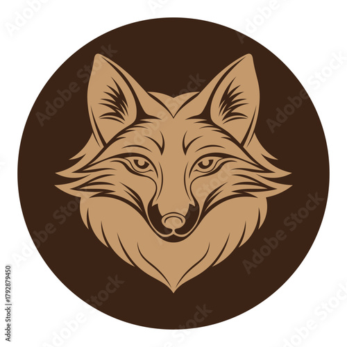 Wild Fox Head Vector Illustration, Simple Silhouette Animal Symbol for Branding and Decoration