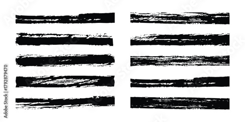 Set of different Paint brush stroke. Hand-Drawn Marker Brush with distressed textures in rough hand drawn ink styles for dirty borders, and retro frames and your design. 