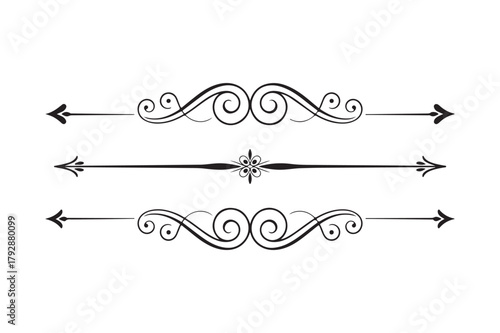 Elegant decorative flourishes and dividers with ornate swirls and arrows