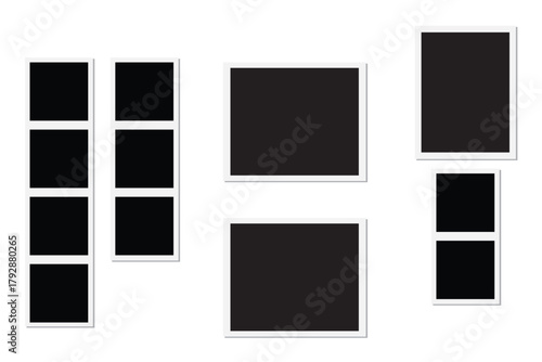 Empty photo frame set, blank photo booth strip template