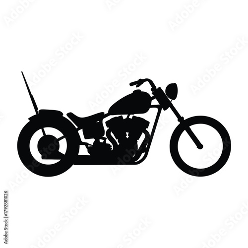 Silhouette of a classic chopper motorcycle with a tall sissy bar