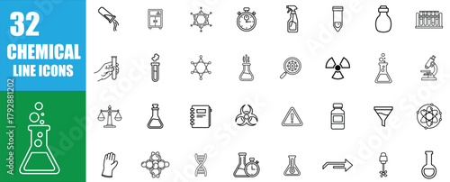 Collection of chemical engineering symbols and icons for educational and industrial applications