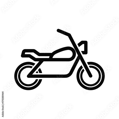 Simple line art icon of a motorcycle, isolated on a