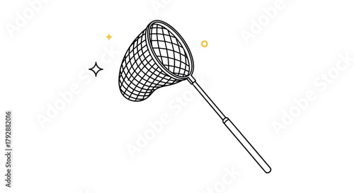 Illustration of a net on a white background with decorative sparkles.