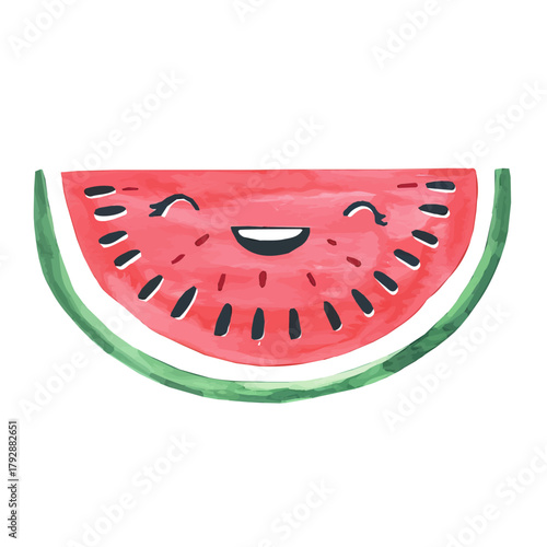 My Watercolor illustration, watermelon cute  painting illustration isolated on a white background, illustration, AI painting design, vector illustration set, eps format