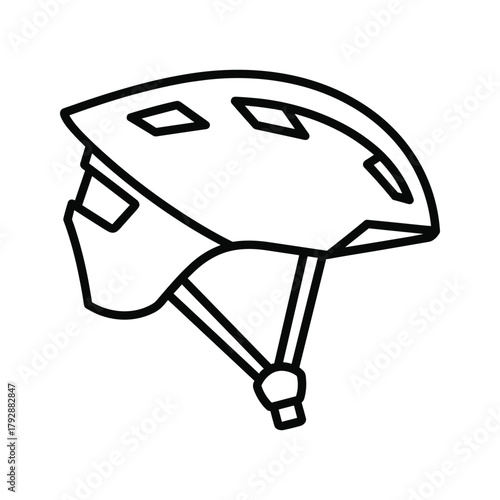 Line art drawing of a bicycle helmet