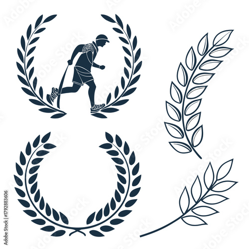 Laurel wreath silhouette vector collection.
