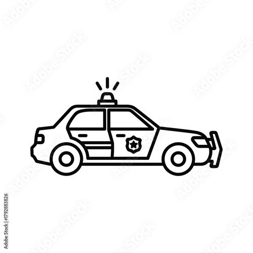Outline icon of a police car with flashing lights