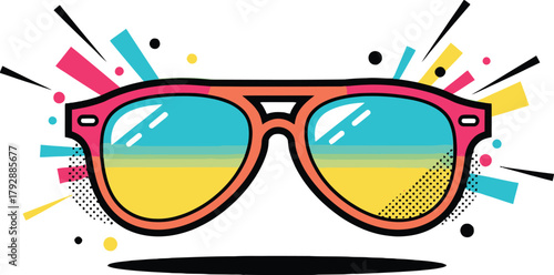 Retro Aviator Sunglasses Vector Icon for Summer Vacation Fashion and Eyewear