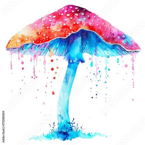 My Watercolor illustration, sliced mushroom painting illustration isolated on a white background, illustration, AI painting design, vector illustration set, eps format
