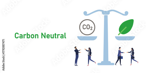 Carbon Neutral Concept: Balancing CO2 Emissions and Nature